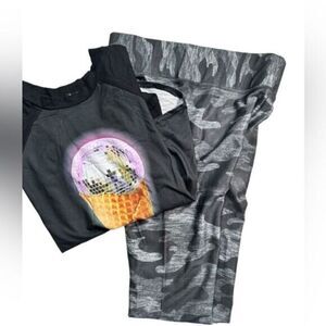 NWT Terez Child Girls 2 Piece Long Sleeve Top & Camo Leggings - Size M 8/10